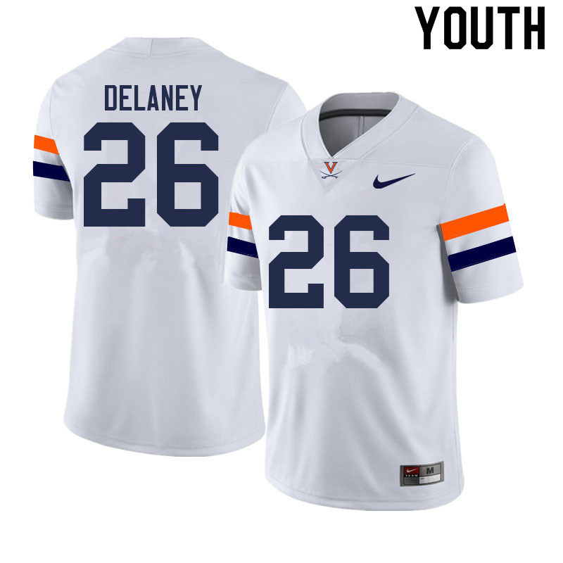 Youth #26 Brian Delaney Virginia Cavaliers College Football Jerseys Sale-White - Click Image to Close
